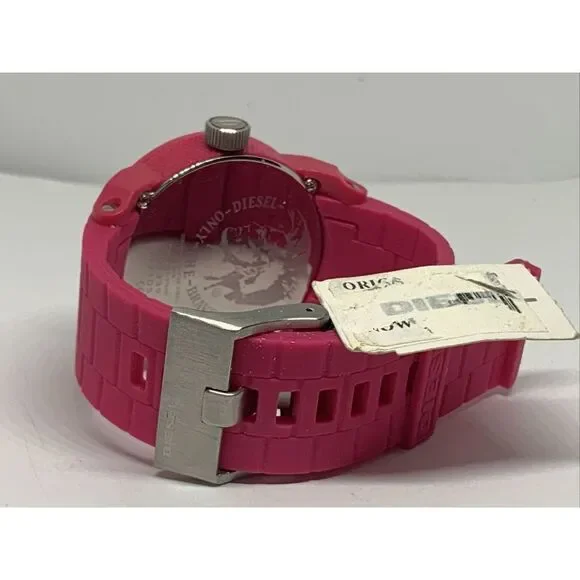 Diesel DZ1439 Unisex Pink Silicone Analog Dial Quartz Genuine Wrist Watch WFH12
